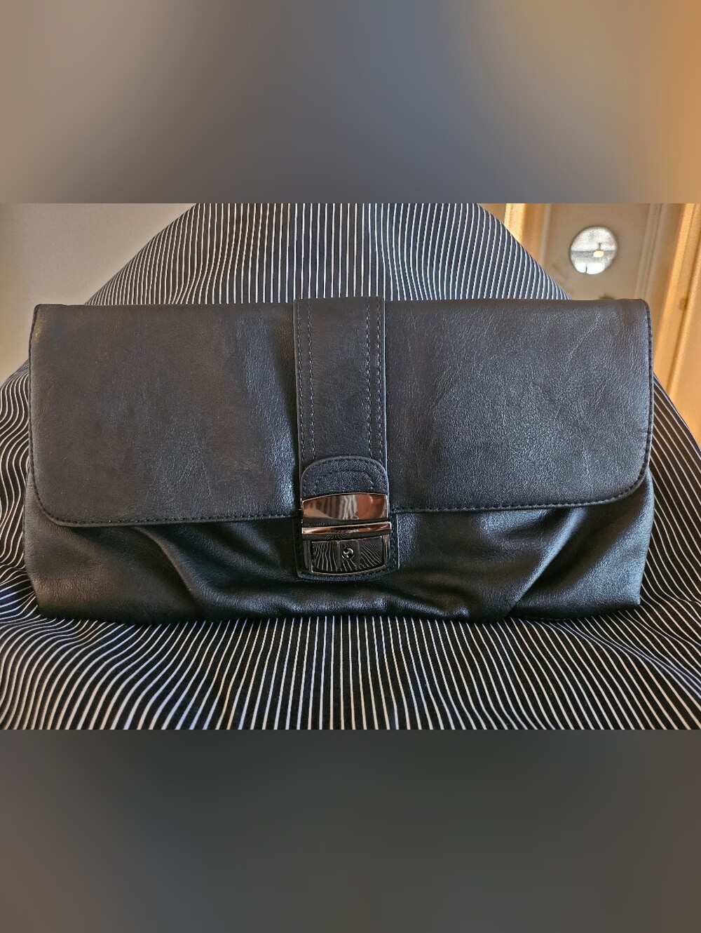 Classic Black Fold-Over Clutch with Metal Clasp